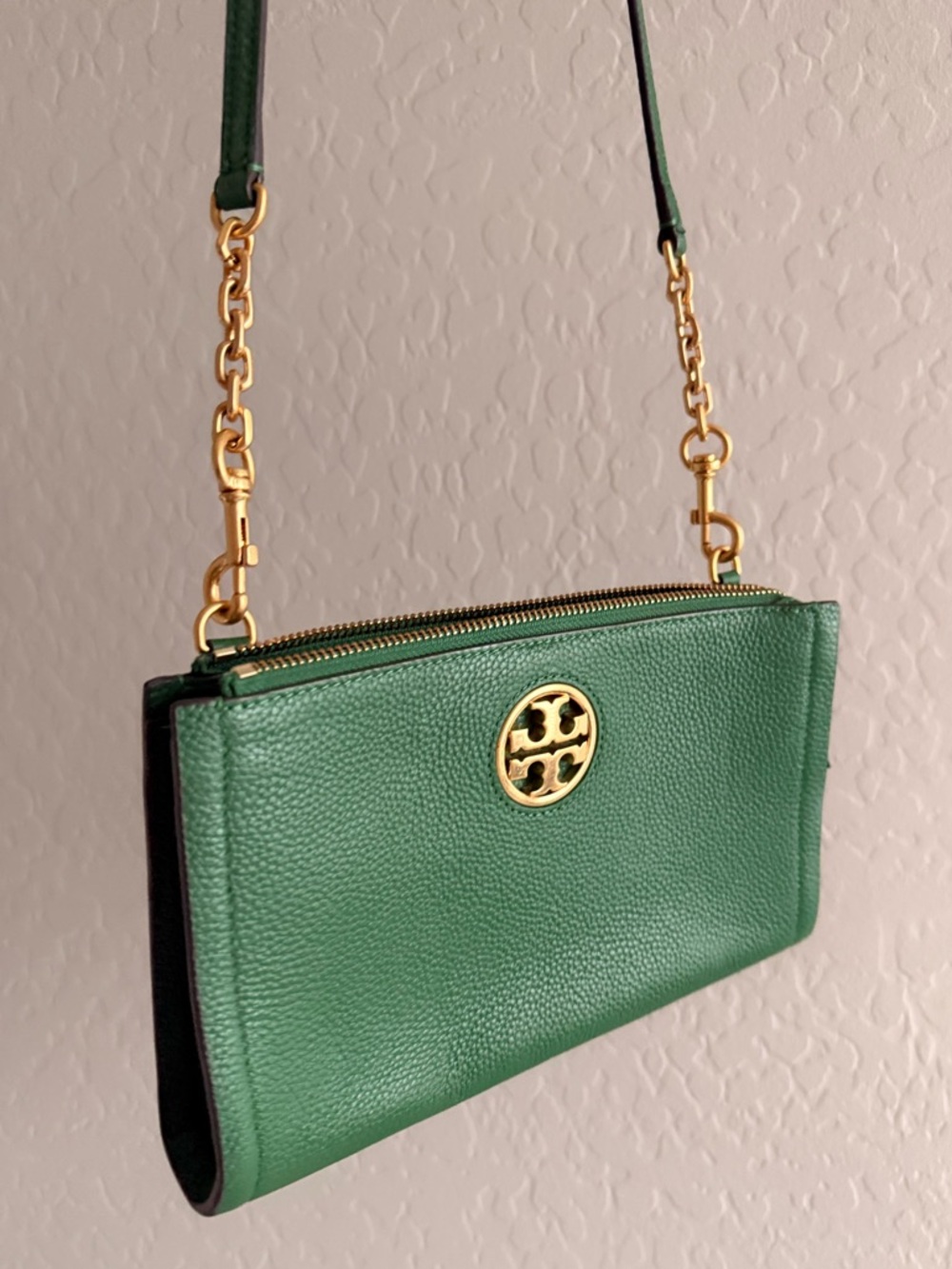 Tory Burch Carson Zip Top Crossbody Bag Green - Picture 8 of 9